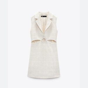 Zara Cream Tweed Dress - Size Small